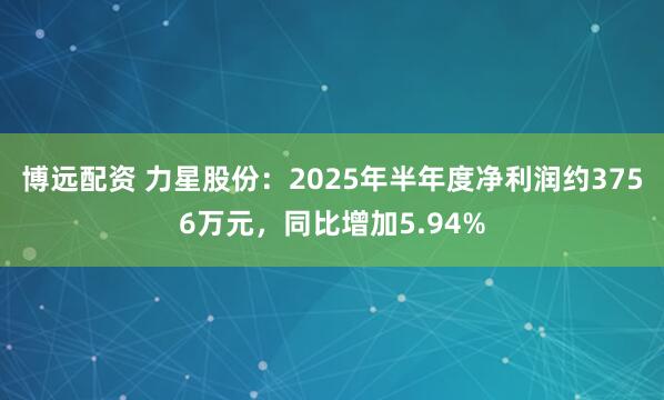 博远配资 力星股份：2025年半年度净利润约3756万元，同比增加5.94%